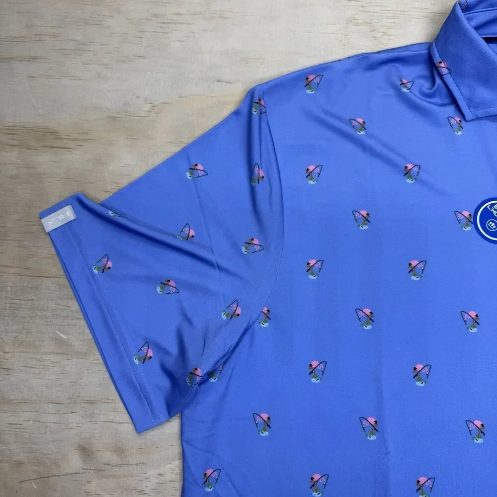 NEW RLX Ralph Lauren Printed Lightweight Airflow Jersey Flamingo Golf Polo XL